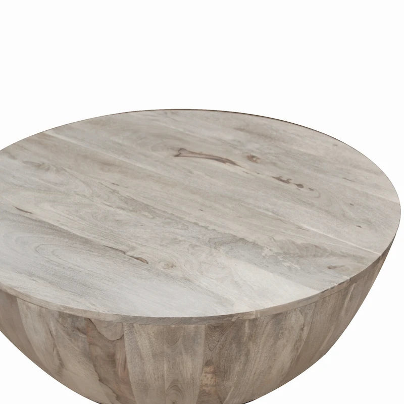 35.5 Inch Round Mango Wood Coffee Table