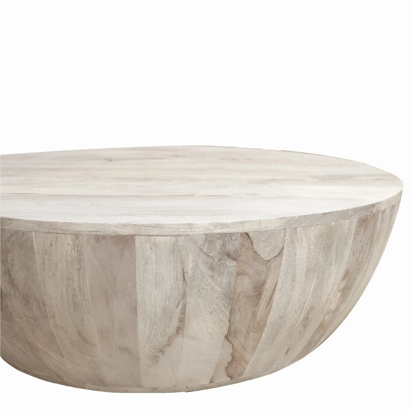 35.5 Inch Round Mango Wood Coffee Table