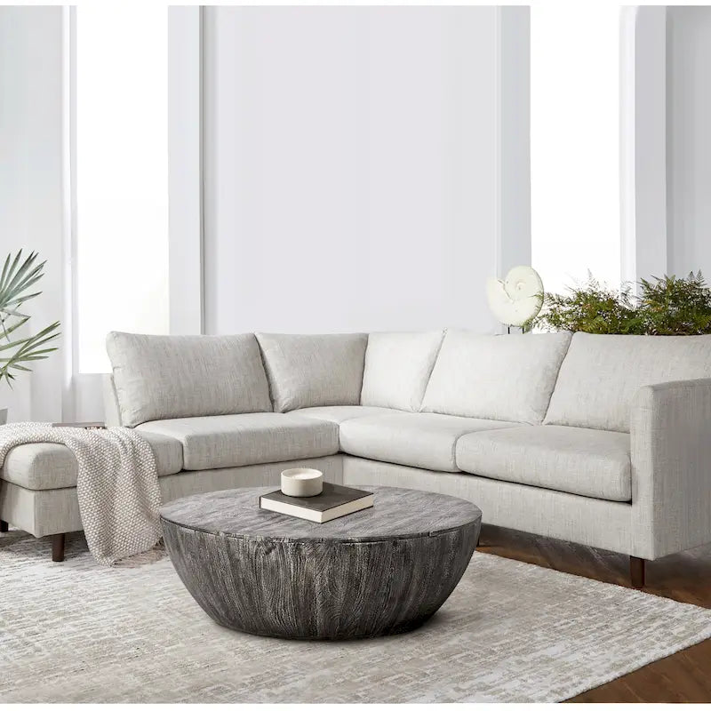 35.5 Inch Round Mango Wood Coffee Table