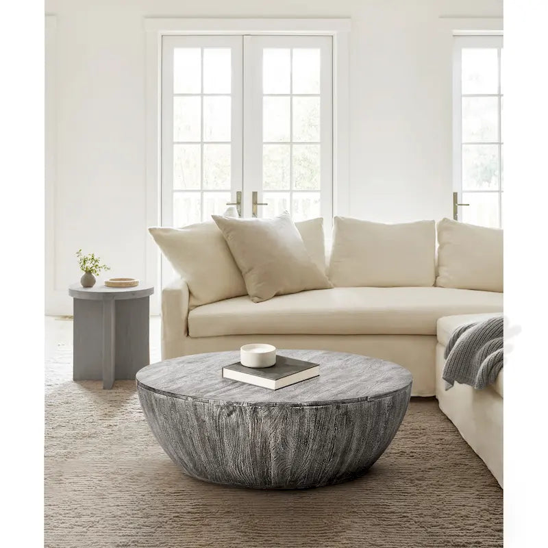 35.5 Inch Round Mango Wood Coffee Table