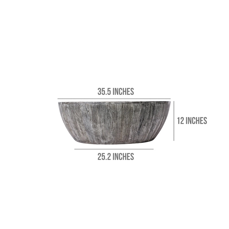 35.5 Inch Round Mango Wood Coffee Table