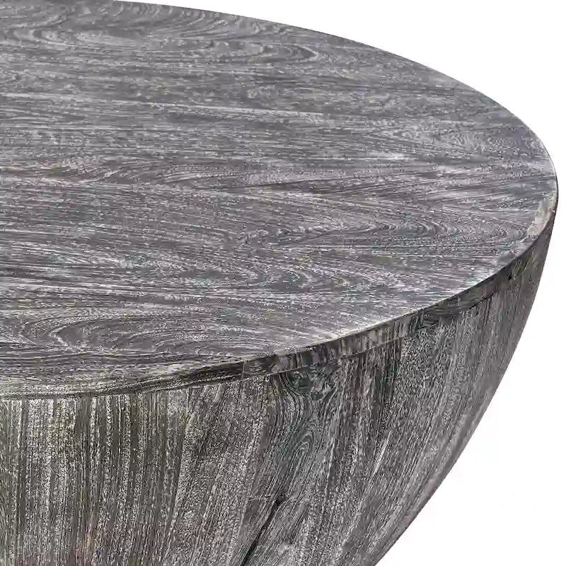 35.5 Inch Round Mango Wood Coffee Table