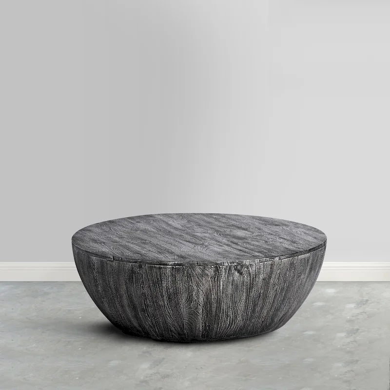 35.5 Inch Round Mango Wood Coffee Table