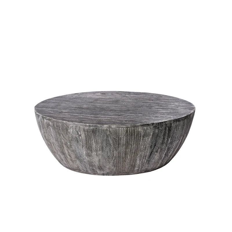 35.5 Inch Round Mango Wood Coffee Table