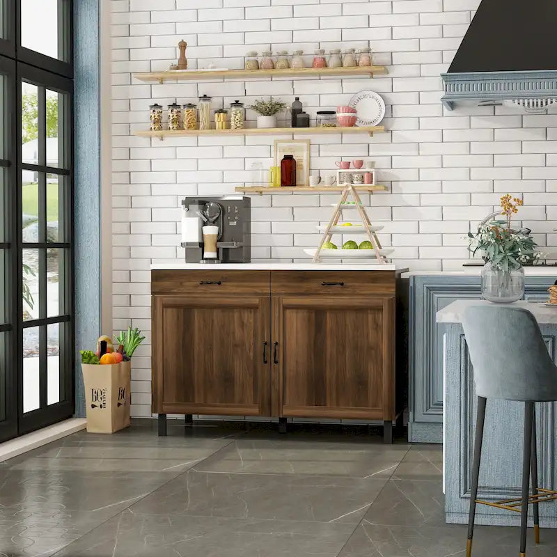 Versatile Multi-Purpose Marble Cabinet Storage Solution Kitchen Island