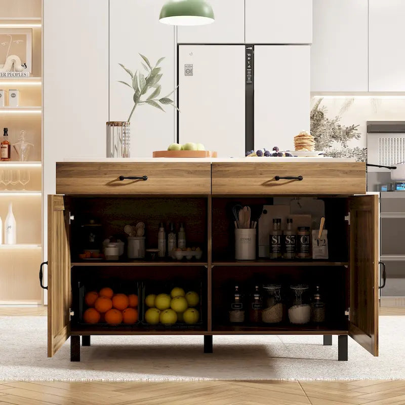 Versatile Multi-Purpose Marble Cabinet Storage Solution Kitchen Island