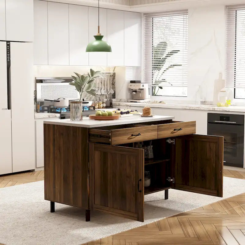 Versatile Multi-Purpose Marble Cabinet Storage Solution Kitchen Island