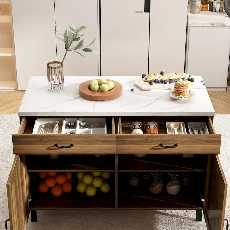 Versatile Multi-Purpose Marble Cabinet Storage Solution Kitchen Island