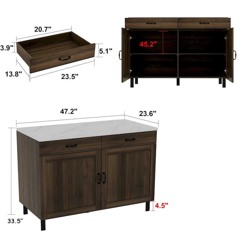 Versatile Multi-Purpose Marble Cabinet Storage Solution Kitchen Island