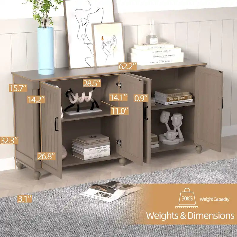 Kitchen Sideboard Coffee Bar Cabinet Accent Storage Cabinet