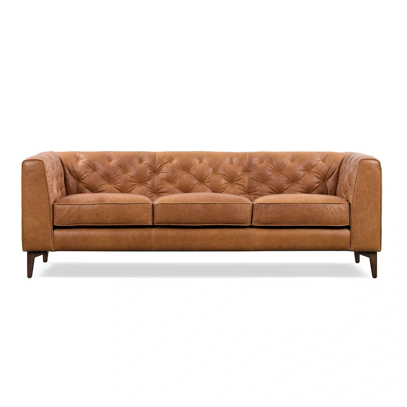 89" Full Grain Genuine Italian Leather Sofa