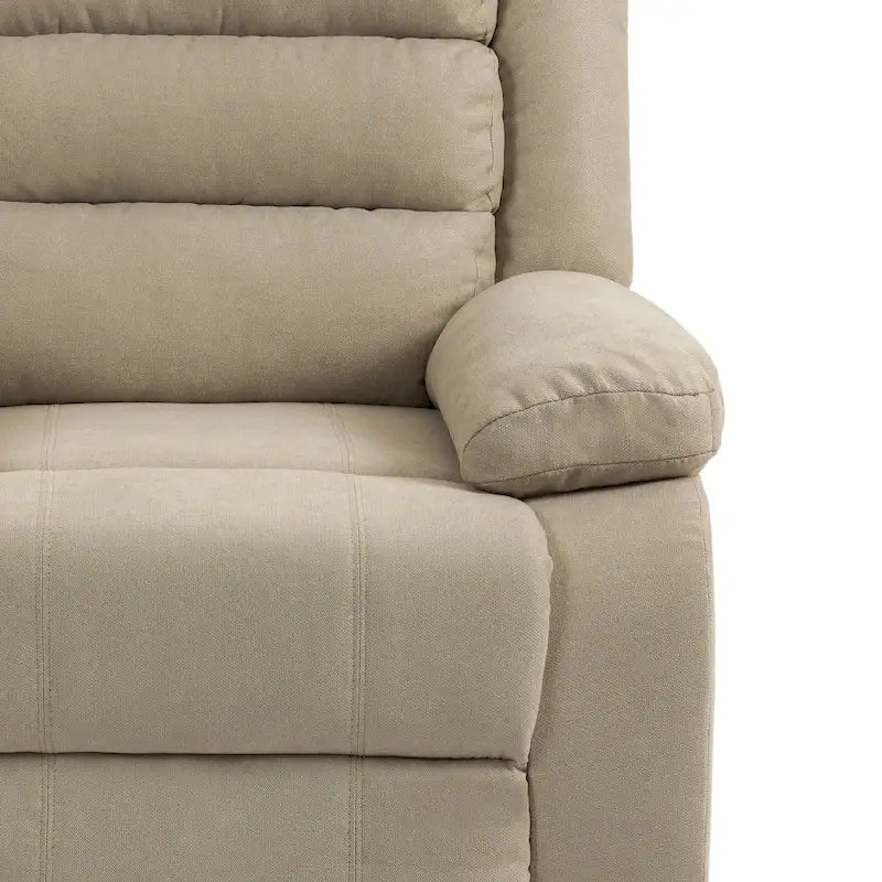 Overstuffed Cotton Corduroy Manual Pushback Recliner with Wide Armrest