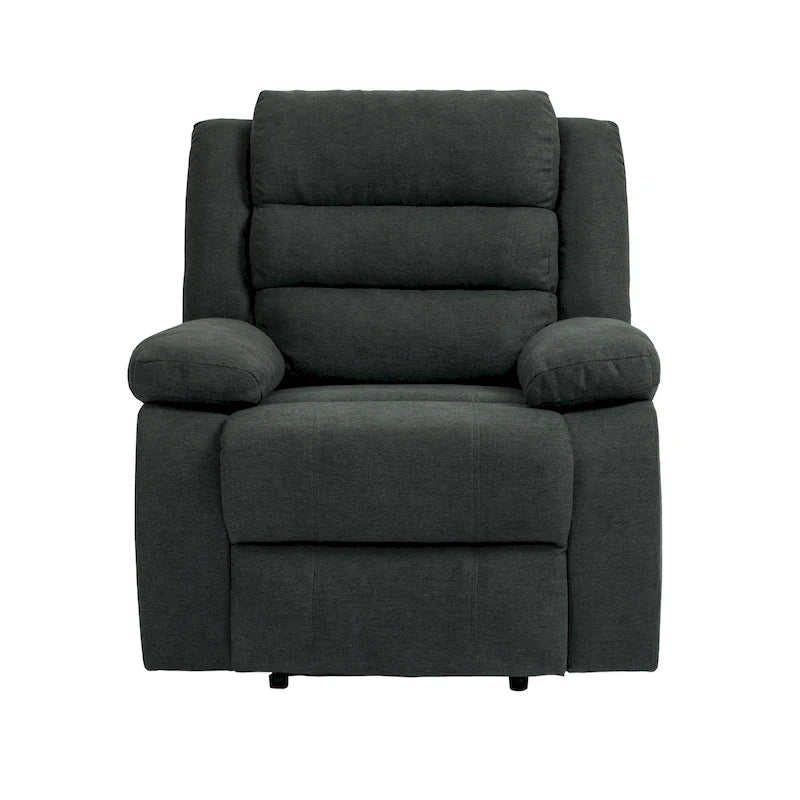 Overstuffed Cotton Corduroy Manual Pushback Recliner with Wide Armrest