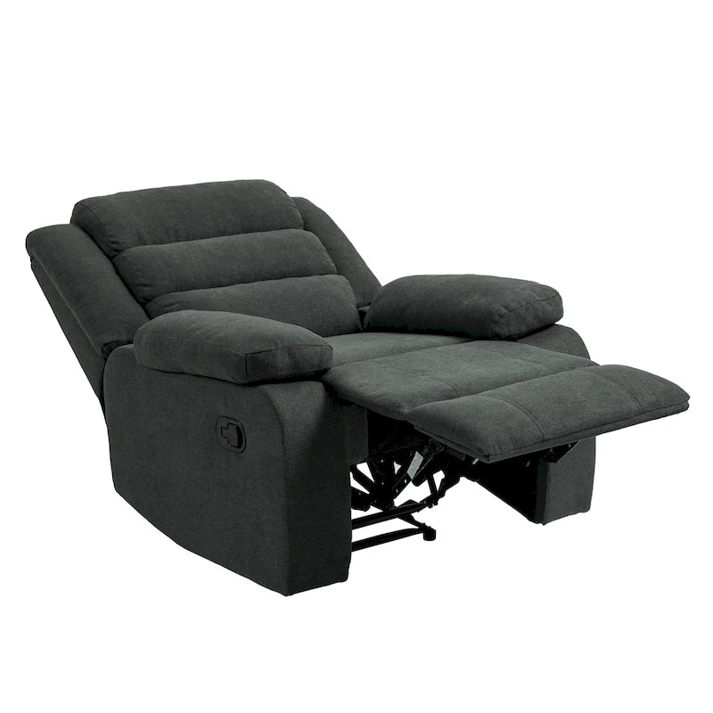 Overstuffed Cotton Corduroy Manual Pushback Recliner with Wide Armrest