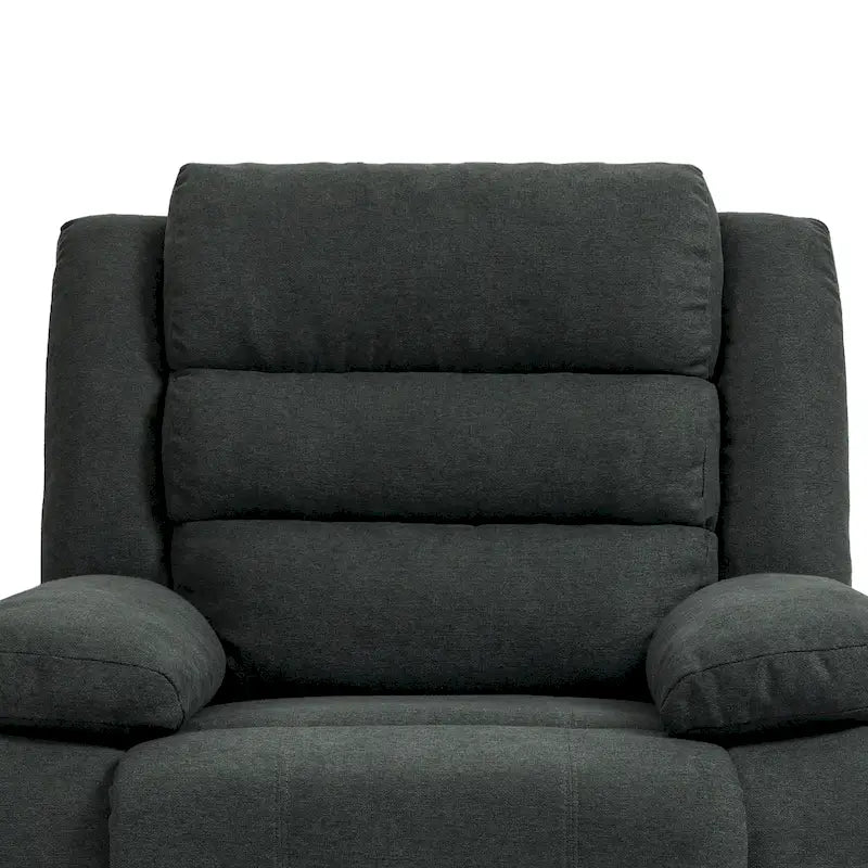 Overstuffed Cotton Corduroy Manual Pushback Recliner with Wide Armrest