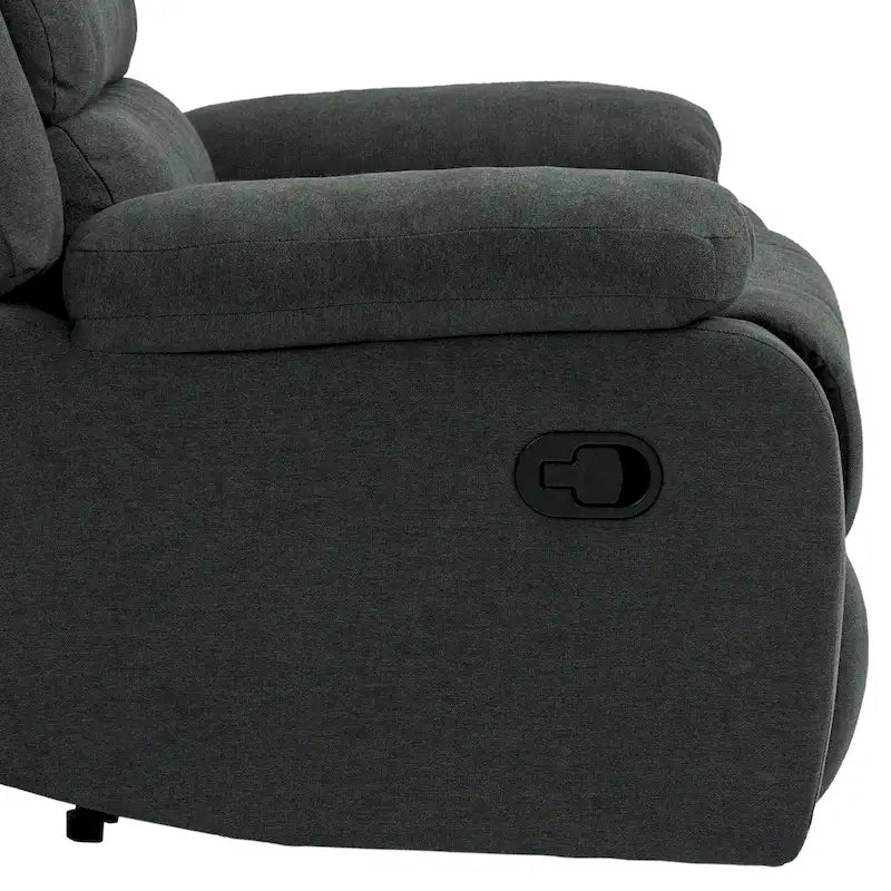 Overstuffed Cotton Corduroy Manual Pushback Recliner with Wide Armrest