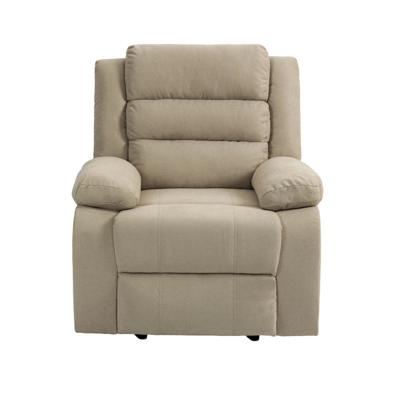 Overstuffed Cotton Corduroy Manual Pushback Recliner with Wide Armrest