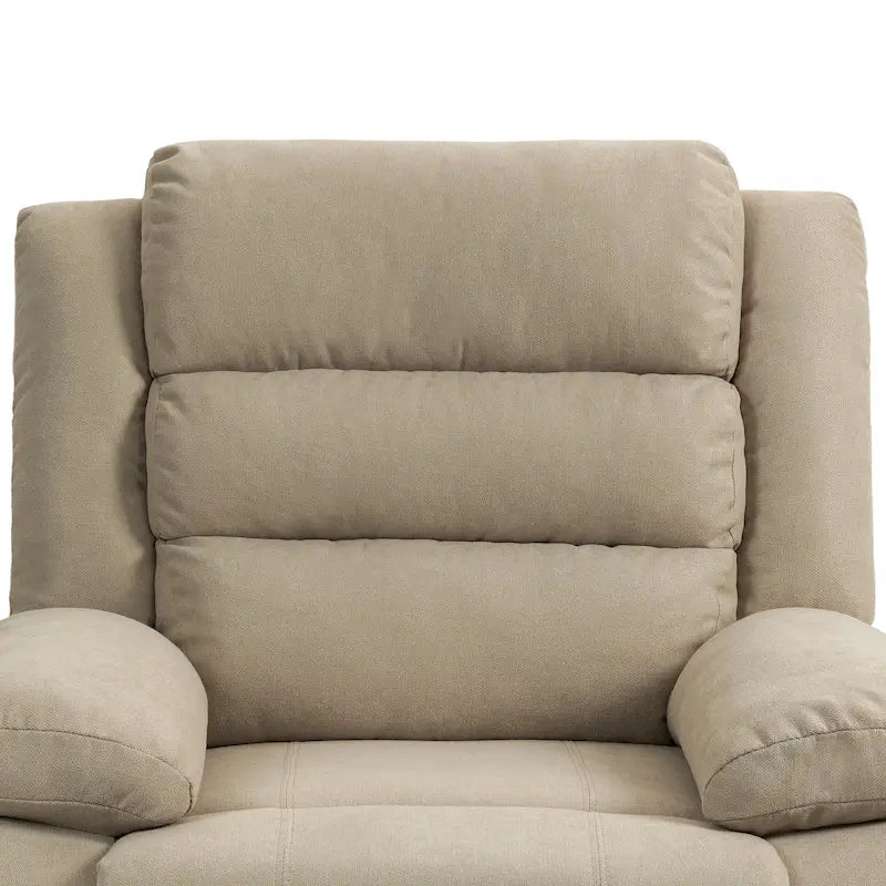 Overstuffed Cotton Corduroy Manual Pushback Recliner with Wide Armrest