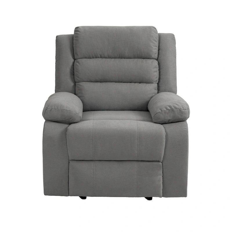 Overstuffed Cotton Corduroy Manual Pushback Recliner with Wide Armrest