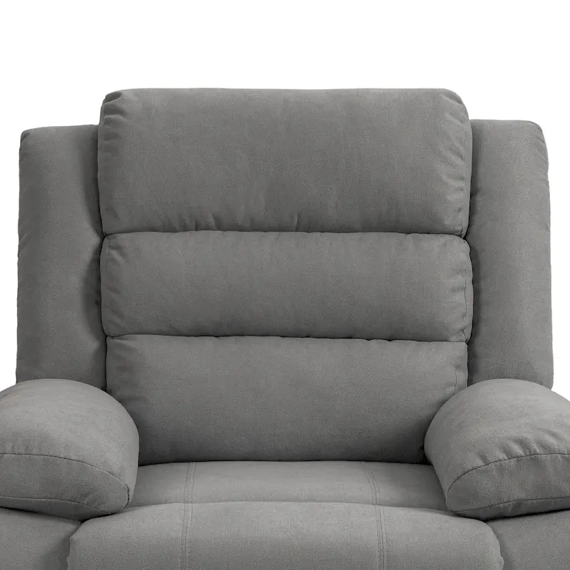 Overstuffed Cotton Corduroy Manual Pushback Recliner with Wide Armrest