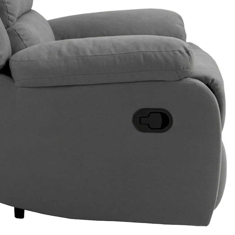 Overstuffed Cotton Corduroy Manual Pushback Recliner with Wide Armrest