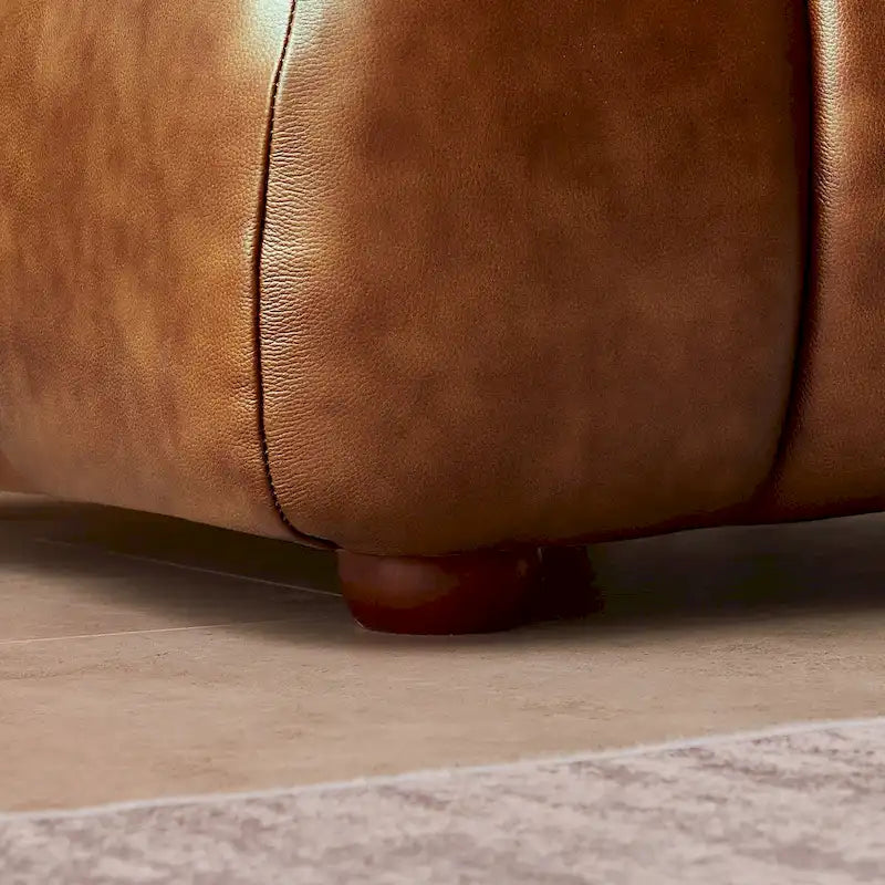 Rovan Mid-Century Modern Luxury Couch in Cognac Leather