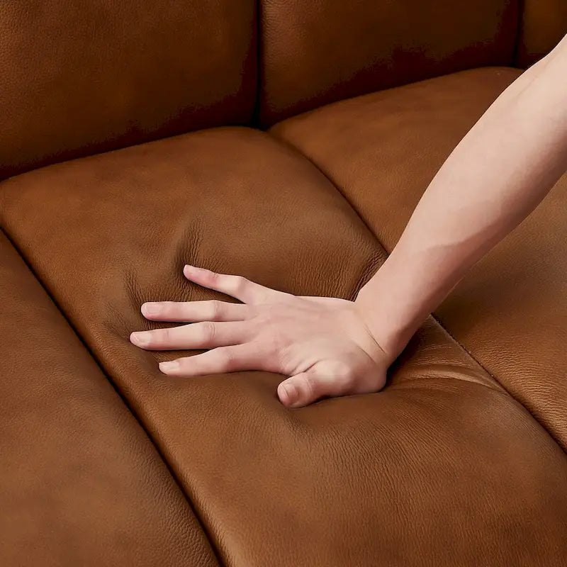 Rovan Mid-Century Modern Luxury Couch in Cognac Leather