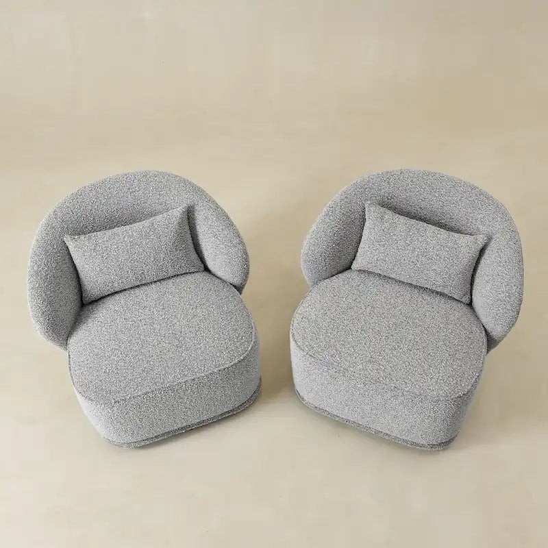 KINWELL 33 W Sherpa Boucle Upholstered Accent Swivel Chair (Set of 2)