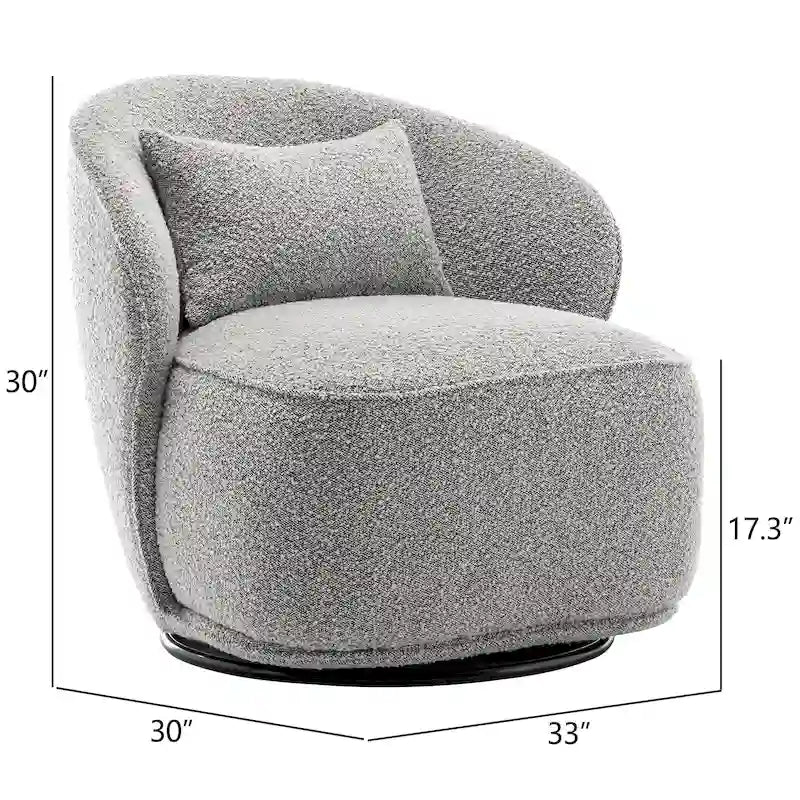 KINWELL 33 W Sherpa Boucle Upholstered Accent Swivel Chair (Set of 2)