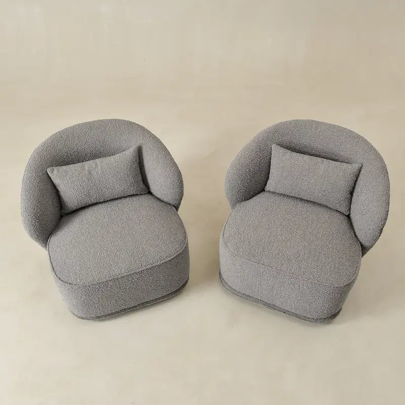 KINWELL 33 W Sherpa Boucle Upholstered Accent Swivel Chair (Set of 2)