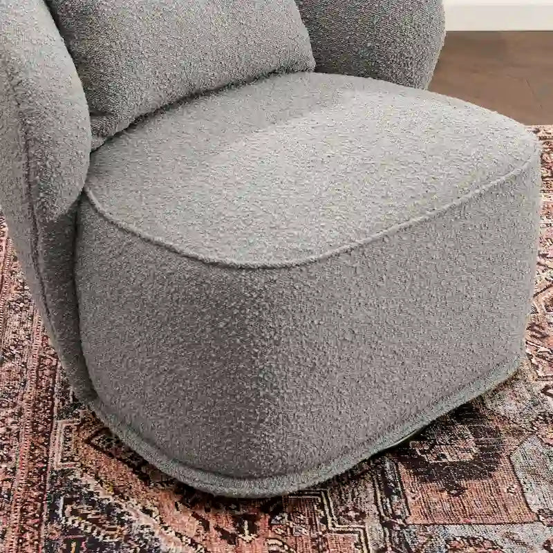 KINWELL 33 W Sherpa Boucle Upholstered Accent Swivel Chair (Set of 2)