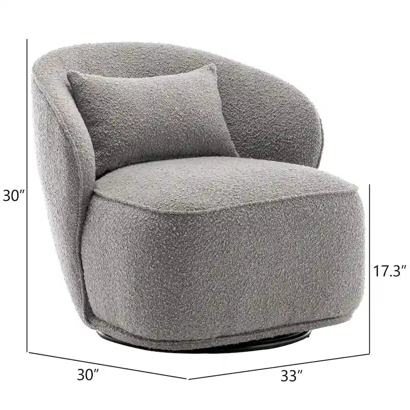 KINWELL 33 W Sherpa Boucle Upholstered Accent Swivel Chair (Set of 2)
