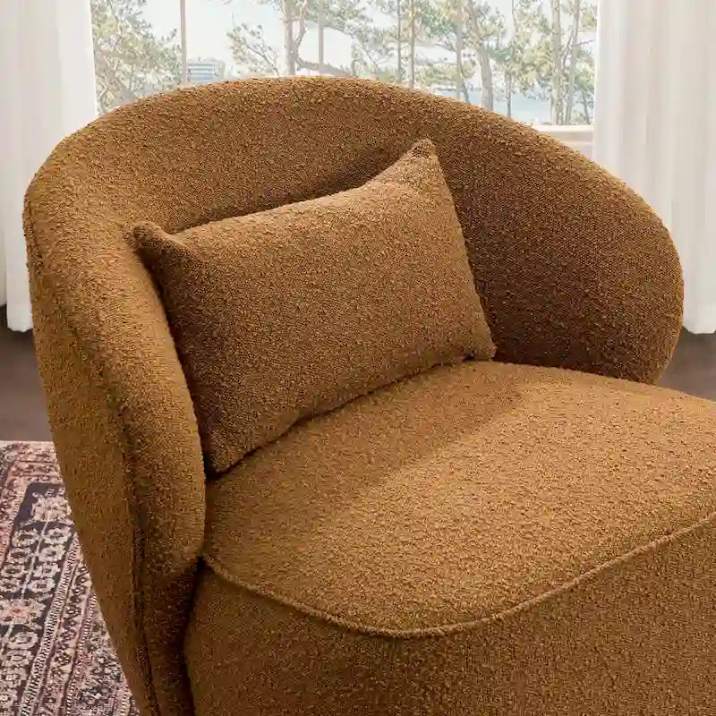 KINWELL 33 W Sherpa Boucle Upholstered Accent Swivel Chair (Set of 2)