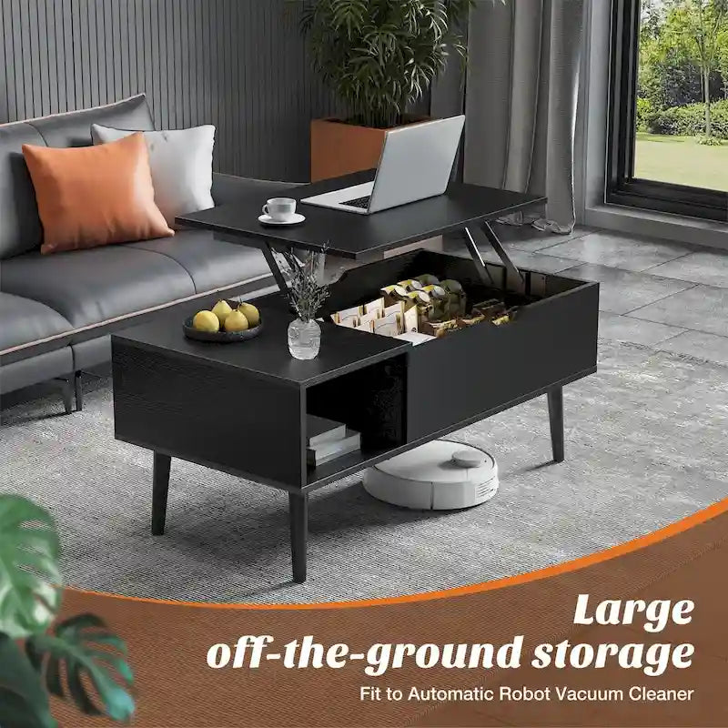 Coffee Table, Wood Lift Top Coffee Table with Storage Shelf, Lift Tabletop Dining Table for Home Living Room, Office