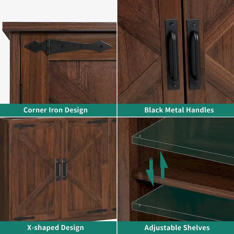 Farmhouse Four Door Sideboard/Buffet Coffee Bar Cabinet with Storage