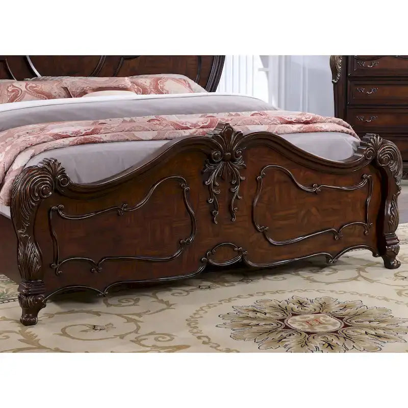 Furniture of America Eugene Traditional Solid Wood Panel Bed