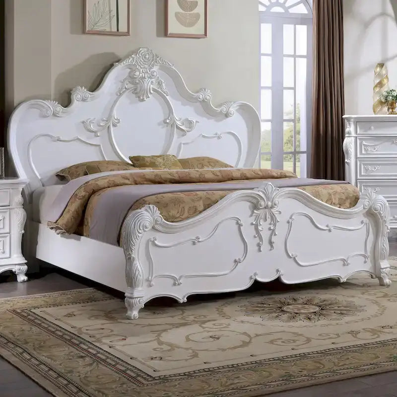 Traditional Solid Wood Panel Bed